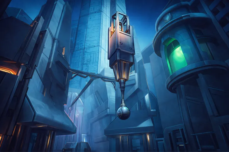 Key art : la cité de Synthopolis, mégapole verticale peinte à l'aquarelle